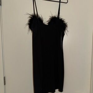 B Darlin Black Dress with Feather Detail